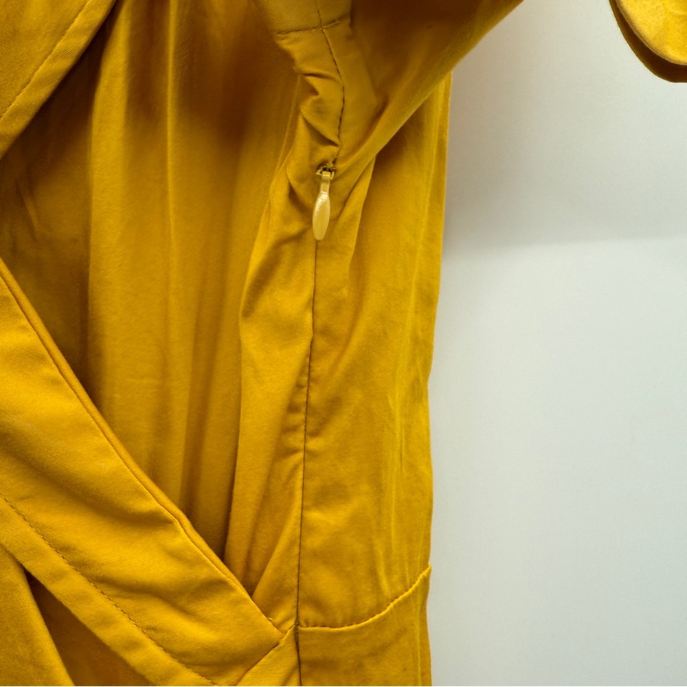 Cult Gaia Calista Short Sleeve Faux Wrap Midi Dress‎ in Tumeric Gold Yellow Sz 2 - Picture 7 of 12